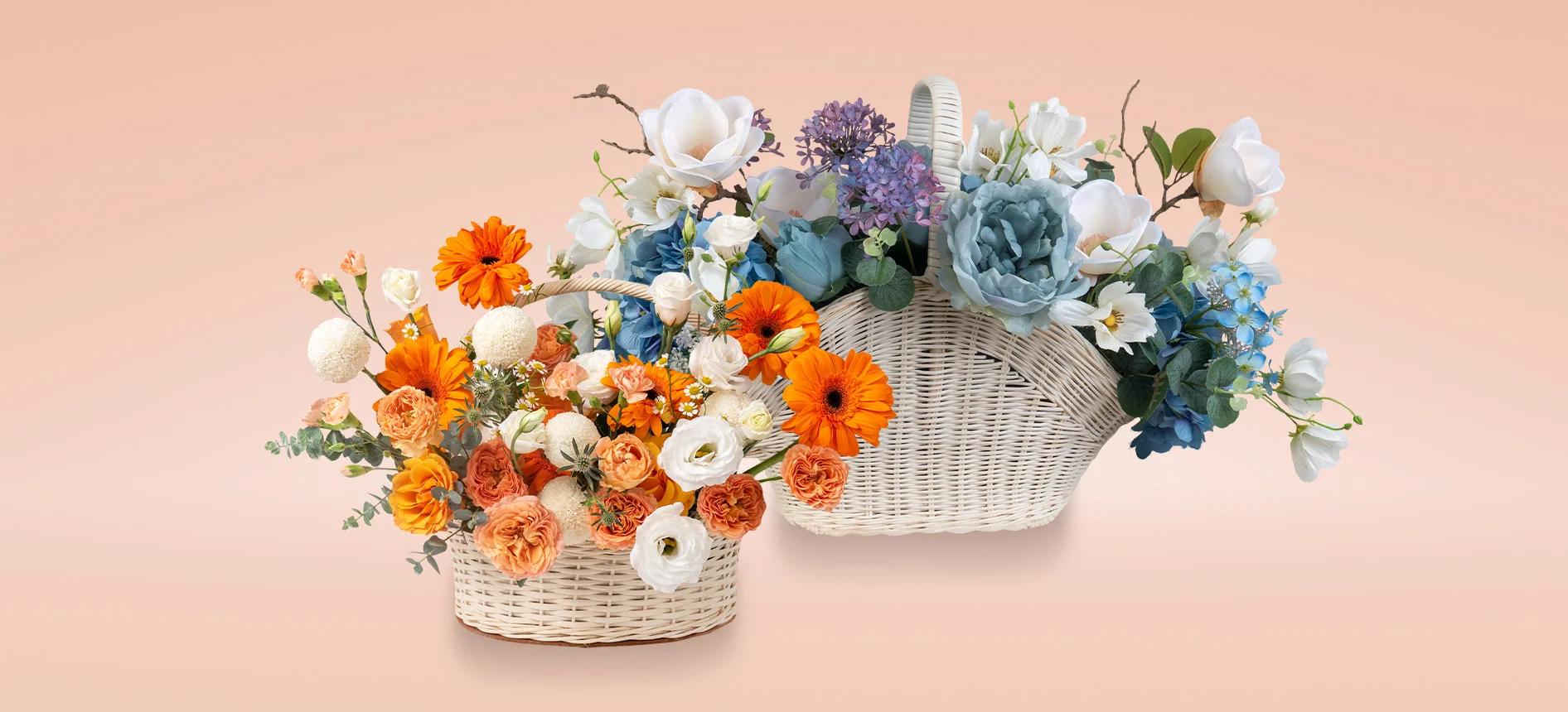 Fresh Flower basket and Artificial Flower baskets Give best wishes to each other from Love You Flower.