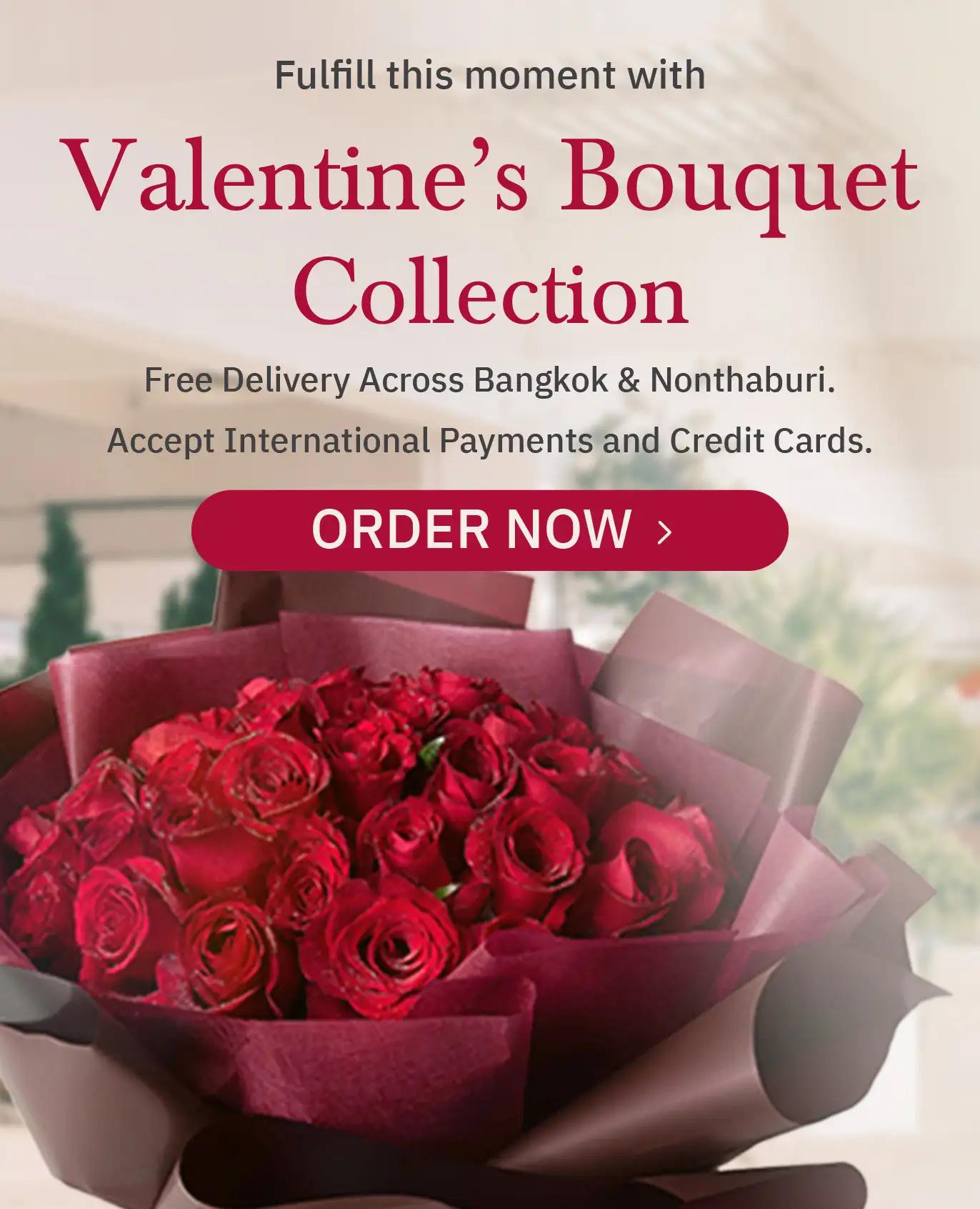 Valentine's Bouquet free delivery Bangkok and Nonthaburi loveyouflower