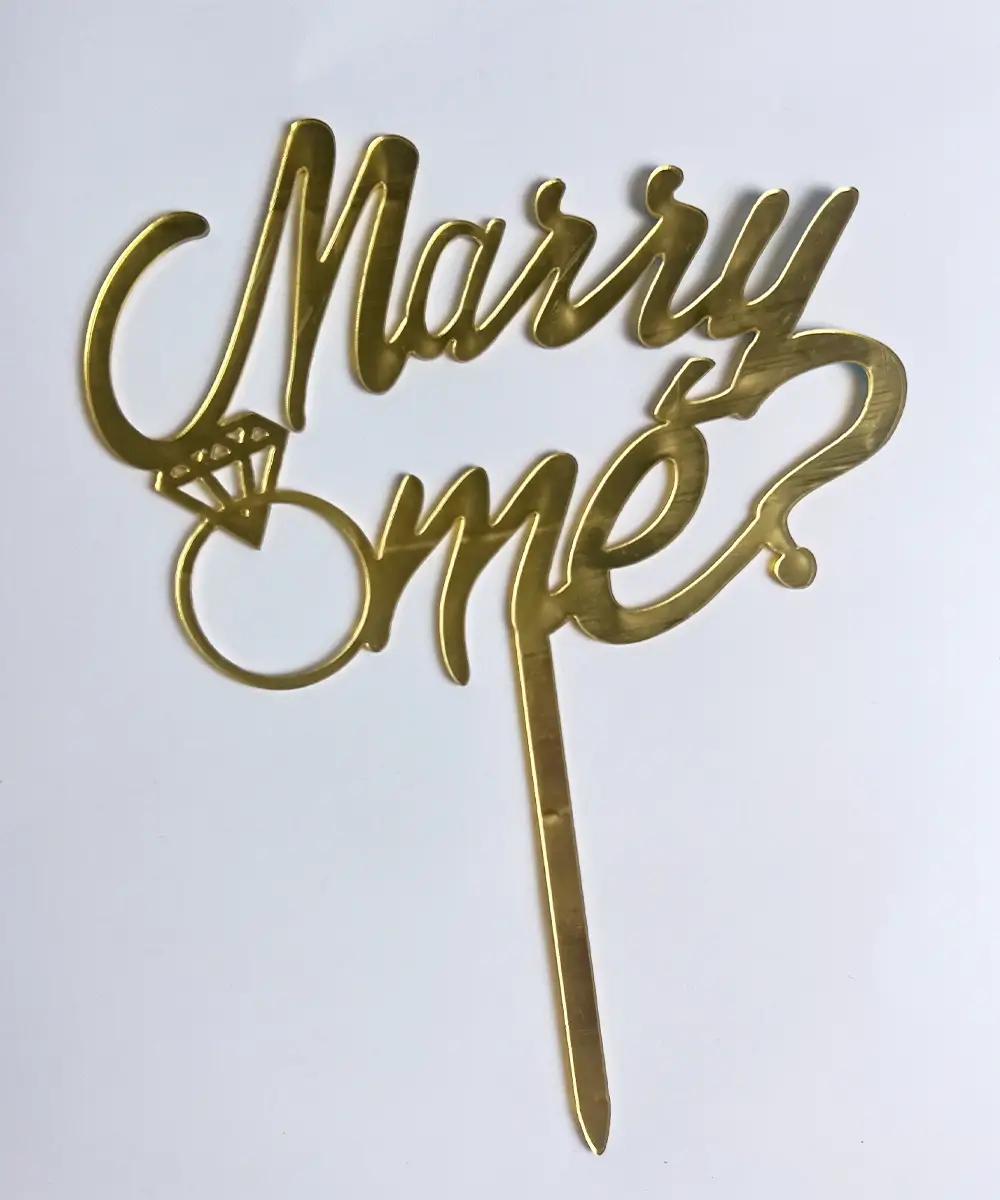 AN011 Gold Marry Me Topper