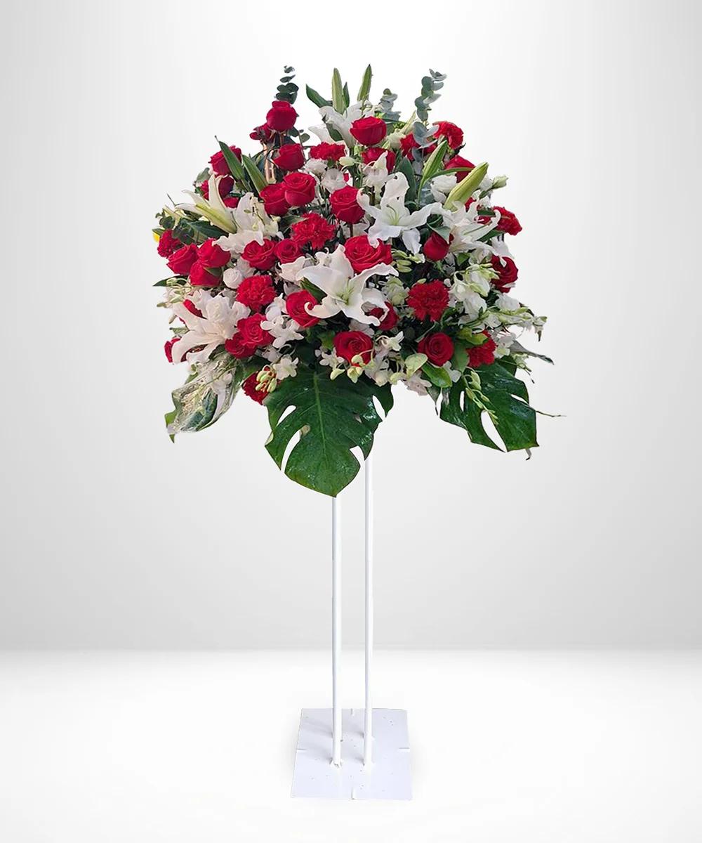 S005 Fresh Flower Stand, 160-170 cm, in red-white tones for party decoration