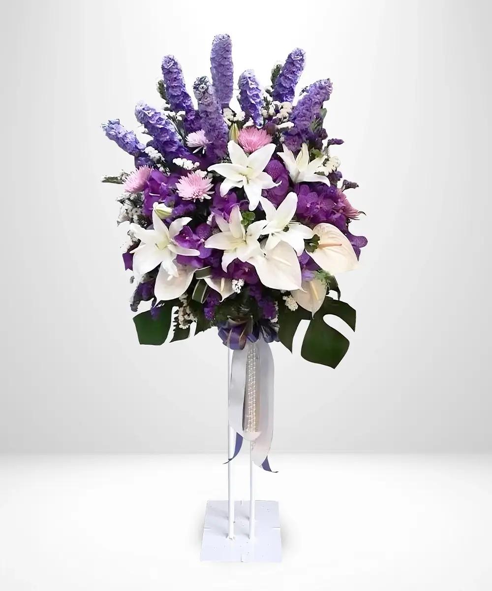 S015 Fresh Flower Stand, 160-170 cm, in white-purple tones, elegant design