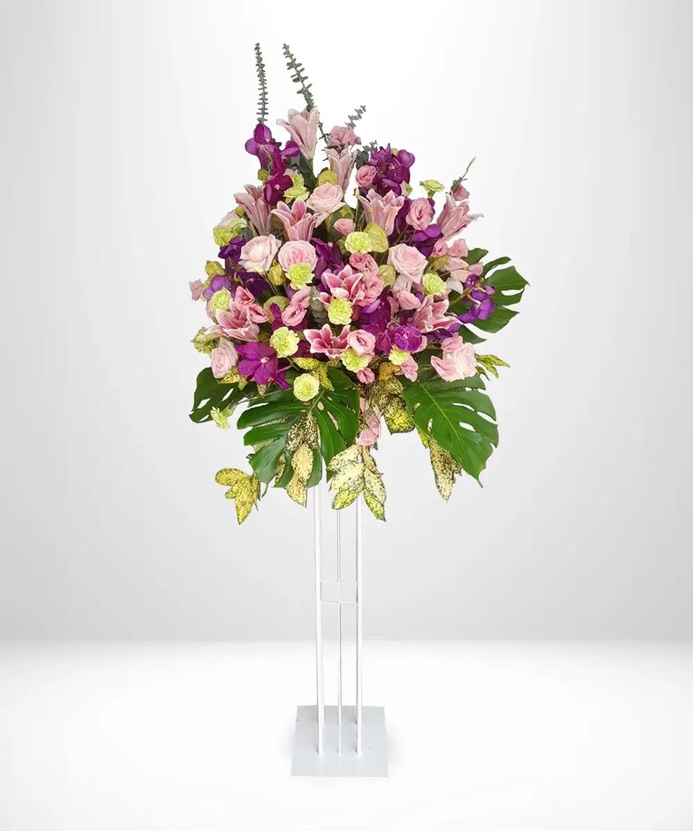 S001 Fresh Flower Stand, 160-170 cm, in pink-purple tones